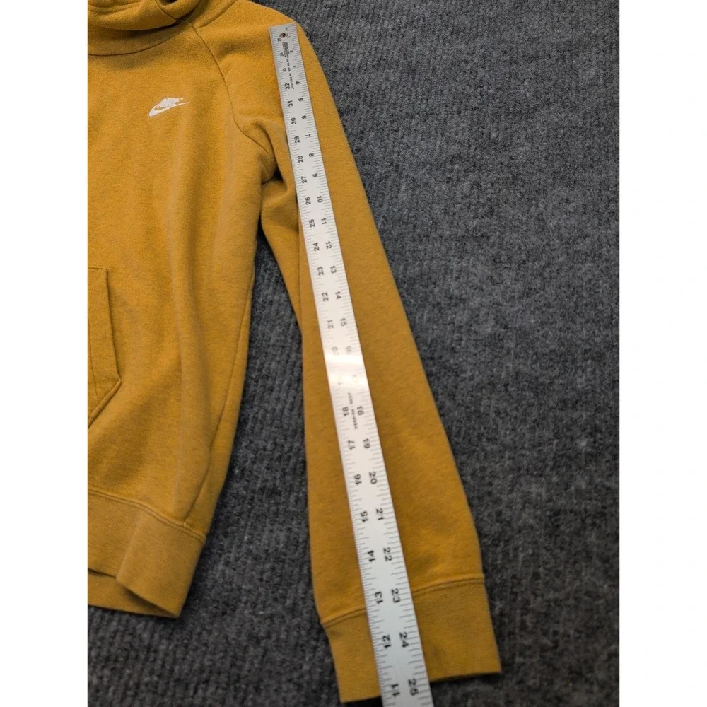 Nike Hoodie Sweatshirt Women's Size Large Mustard Yellow Kangaroo Pockets Gym